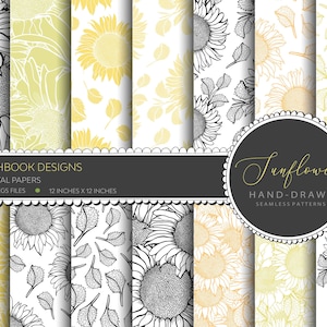 Sunflower Seamless Patterns - Digital Printables