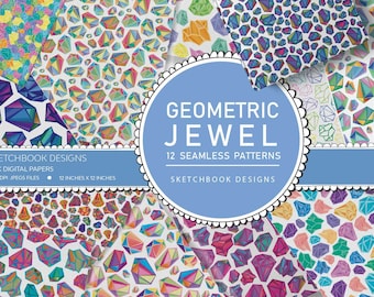 Geometric Jewel Digital Seamless Pattern Set