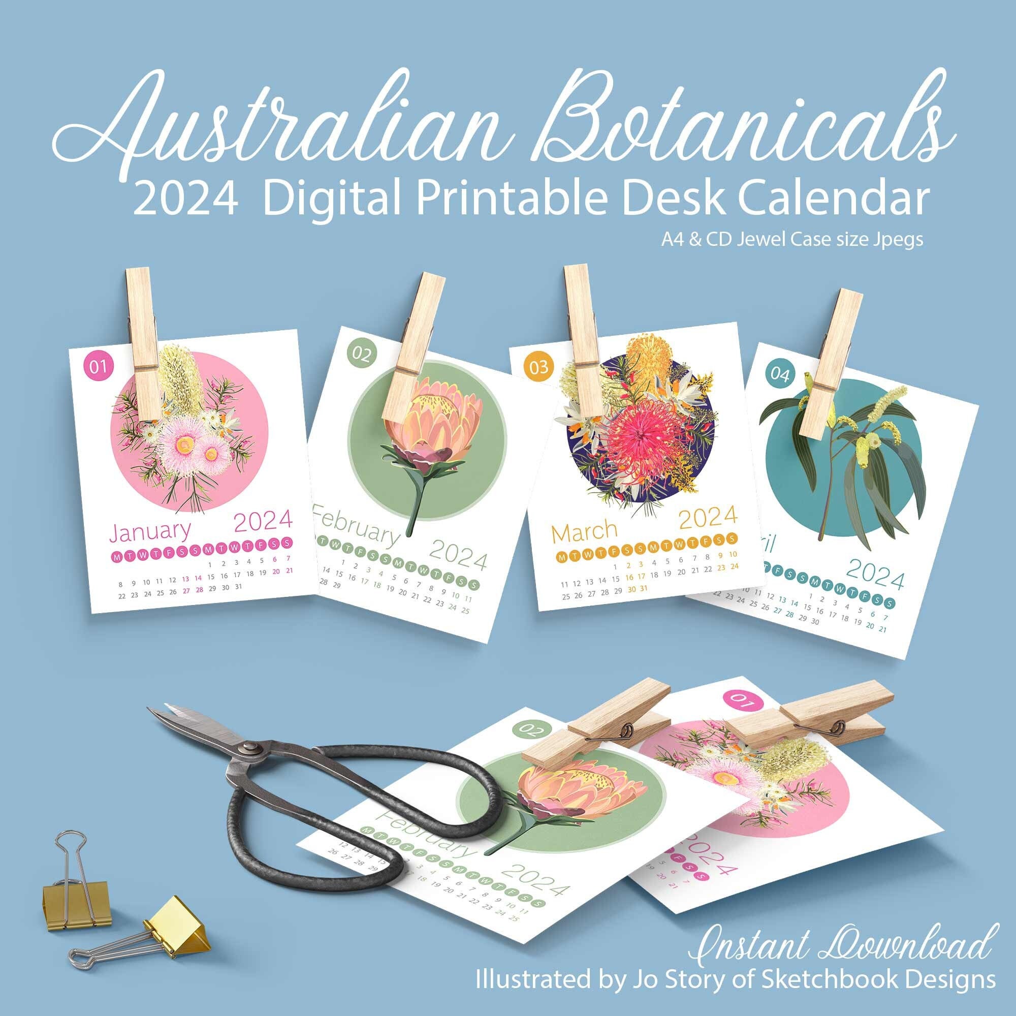 2024 Australian Botanical Digital Calendar 12 Month Etsy Australia