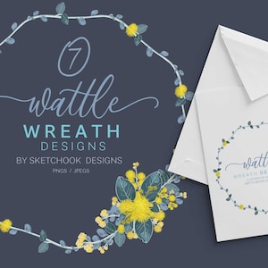 Wattle Wreath Clipart Set - Digital Australian Florals