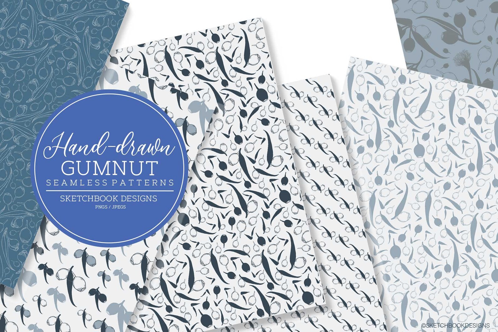 Hand Drawn Eucalyptus Gumnut Digital Seamless Pattern Set - Etsy Australia