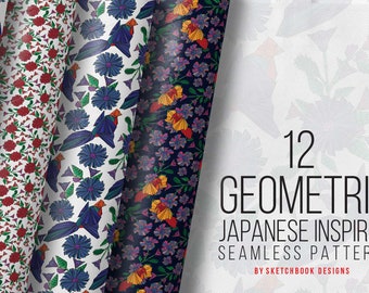 Geometric Japanese Inspired Digital Paper Pack