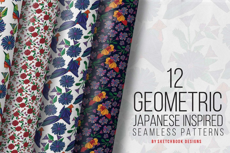 Geometric Japanese Inspired Digital Paper Pack
