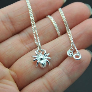 Dainty Sterling Silver spider Necklace -  tiny spider  necklace, Creepy crawly,