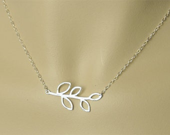 All Sterling Silver Necklace, Branch Necklace, Lariat Style