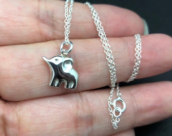 Sterling Silver Elephant Necklace, Little Dainty elephant Charm on Sterling Silver Fine Chain Sterling silver Necklace elephant jewelry