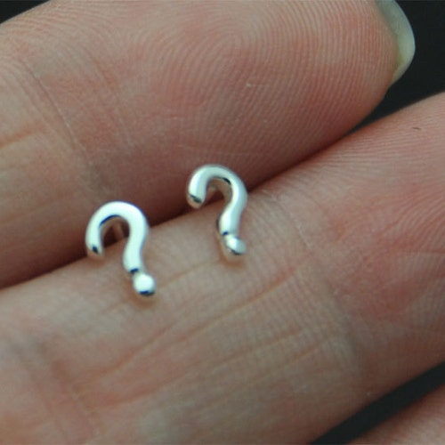 Symbol Sterling Silver Stud Earrings Question Mark Earring Etsy