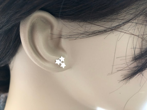 3 star cheap earrings silver