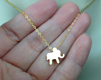 Gold Vermeil Elephant Necklace. Baby Elephant Necklace. Everyday Jewelry. Animal Necklace. Good Luck necklace