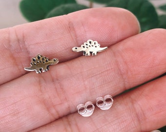 Stegosaurus Dinosaur Stud Earrings 925 Sterling Silver stud, dinosaur earring, tragus, cartilage post, dinosaur studs