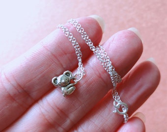 Sterling silver necklace Koala Necklace - Koala charm, Dainty charm necklace - Koala necklace, Tiny Koala charm - zoo animal lover Necklace