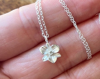 Sterling Silver orchid necklace, Sterling silver simple orchid charm necklace, bridesmaid flower necklace, orchid pendant / Silver pendant