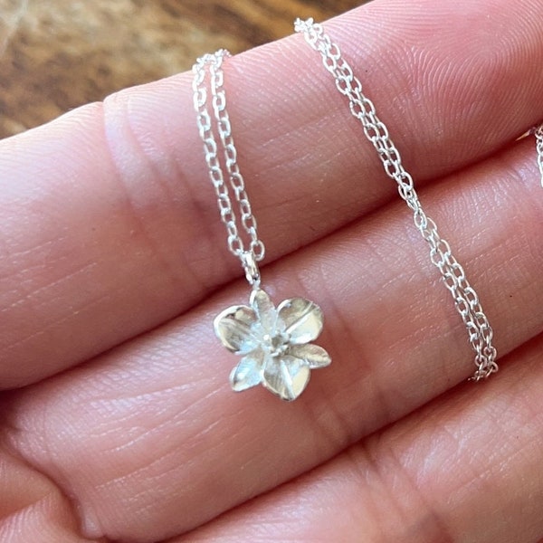 Sterling Silver orchid necklace, Sterling silver simple orchid charm necklace, bridesmaid flower necklace, orchid pendant / Silver pendant