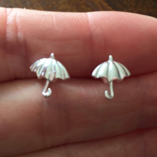 Tiny Sterling Silver Umbrella Stud Earrings. Umbrella Studs,  tragus, cartilage stud, helix, Umbrella earring, Umbrella post