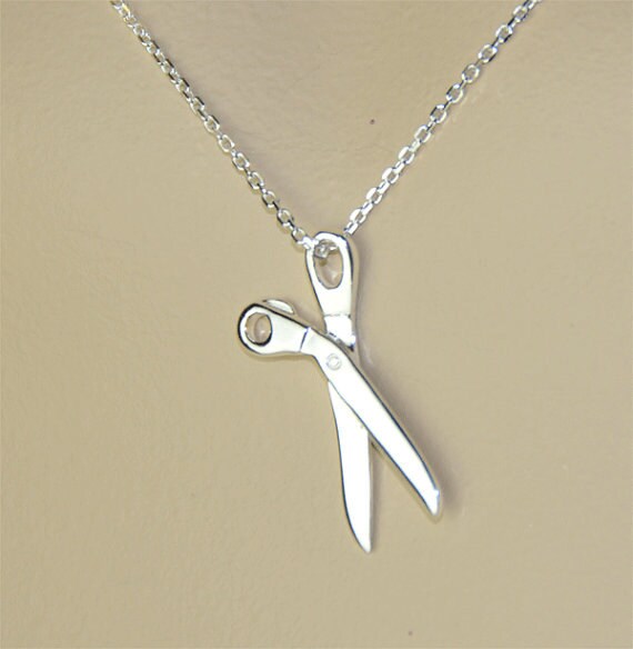 Lovely Charming Scissors Necklace In 925 Sterling Silver 18" Chain - Foto 3