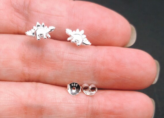 thumbnail image 2 of Tiny Dinosaur Stud Earrings For Women 2 Pairs 1Pair Gold Silver Minimalist Dinosaur Earrings (2Pairs Gold 2 of 12
