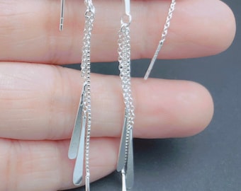 sterling silver ear thread, Threader Earrings, Drop Earrings, Silver Earrings, Silver Bar Earrings, Dangling Earrings