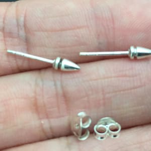 Spike Studs - Sterling Silver Studs, Spike Earrings, Cone Studs, Bullet Studs, Punk Studs,  Stud Earrings, Cartilage, Helix.