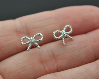 All Sterling Silver stud Earrings, Bow Studs Earrings, Stud Earrings, Tiny Earrings, bow ear studs, cartilage. tragus, helix