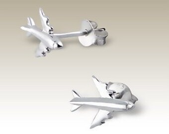 Sterling Silver Earrings, Airplanes Studs Earrings, Stud Earrings, Tiny Earrings, Handmade