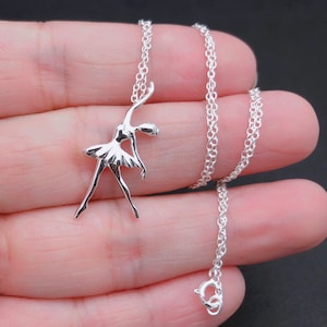 Ballerina Necklace, Sterling silver Necklace, Sterling Silver Ballerina Necklace, Dance Recital Gift, Dancer Silhouette, Dance Necklace