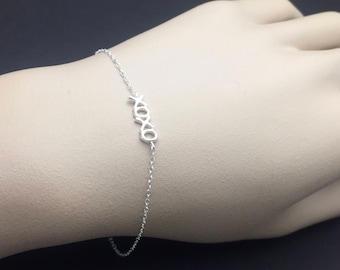 Dainty All Sterling Silver love Bracelet, xoxo bracelet , wave, love bracelet, friendship bracelet, family bracelet, christmas gift