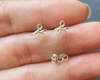 Tiny Sterling silver scissor stud post earrings, small scissor post earrings, scissor stud earring