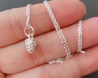 Pine Cone Necklace, sterling silver,  pinecone necklace, gift for her, nature jewelry, tree necklace,  Everyday Jewelry, Minimum Jewelry