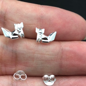 Sterling Silver Fox stud earrings , Dainty studs, Kids earrings,Fox earrings, Fox studs, Silver earrings, Animal earrings