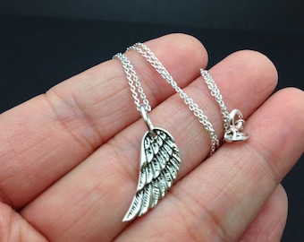 Medium Dainty all Sterling Silver wing necklace, Angel Wing Necklace, Sterling Silver Angel Wing, Silver Wing Necklace, Friend, Sister,