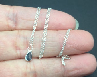 Silver Tear drop Necklace - Tiny Tear drop Necklace in Sterling Silver - Teardrop Necklace - Tiny Teardrop Necklace - Delicate necklace