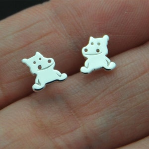 925 Sterling Silver, Sterling Silver Hippo Studs Hippo Earrings Kids Jewelry Gift mom animal jewelry animal earrings