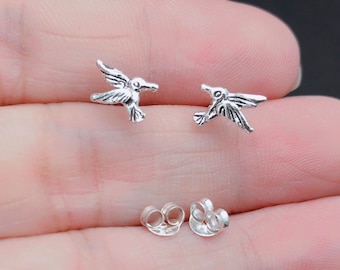 925 Sterling Silver humming bird stud earring, humming bird post earring