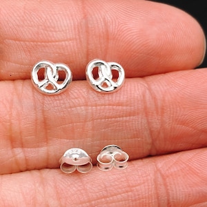 Tiny 925 Sterling Silver Pretzel Stud Earrings Jewelry, cartilage, tragus