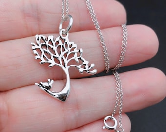 Tree sterling silver necklace, Oxidized Sterling silver tree charm, Sterling Silver Bare Tree Pendant Necklace, nature necklace