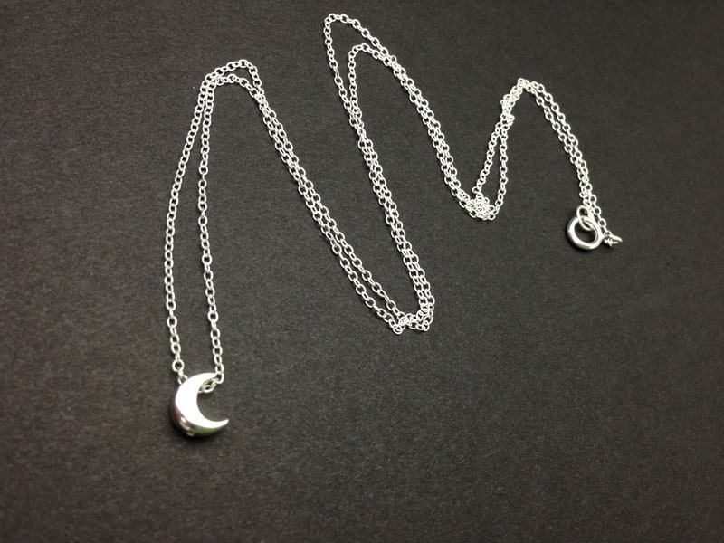 Dainty All Sterling Silver Crescent Moon Necklace Tiny Moon - Etsy