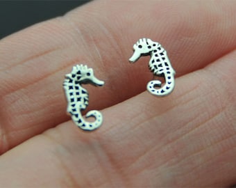925 Sterling Silber Ohrstecker, winzigen Sterlingsilber Seepferdchen Sea Horse Beiträge Ohrstecker, Knorpel, Helix. Tragus