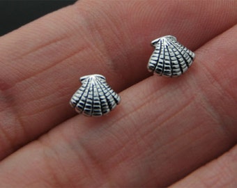 Sterling Silver Seashell Stud Earrings, Cartilage, helix, rook, stud, post, sea creature stus