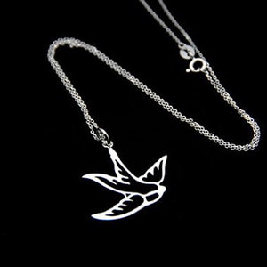 Sparrow Pendant Necklace, Sterling silver sparrow Necklace