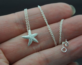 Sterling silver starfish  charm, Sterling Silver starfish Necklace, sea creature necklace, summer jewelry, necklace, silver necklace