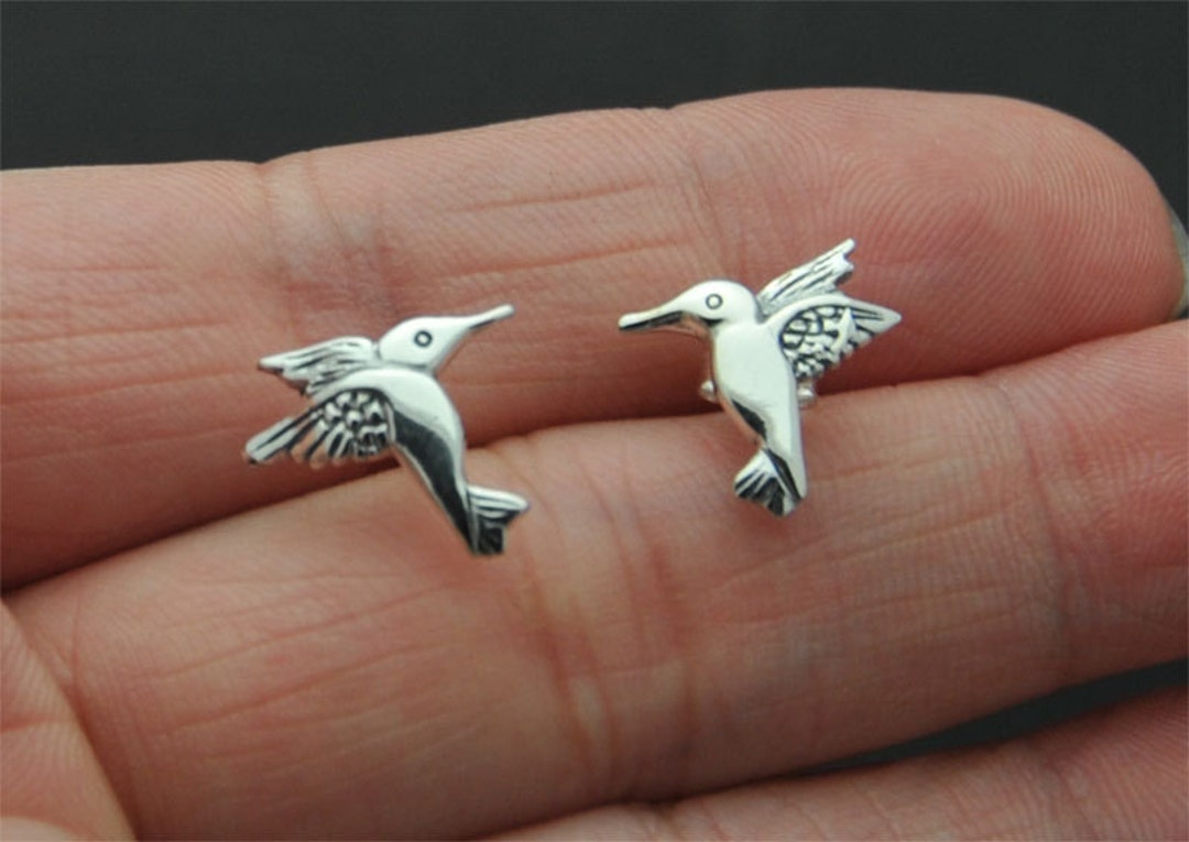 Hummingbird Earrings Hummingbird Studs Sterling Silver Bird Studs Bird