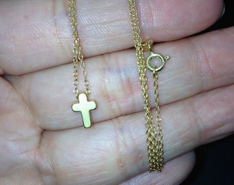 Gold Vermeil necklace,  Tiny Cross Necklace / Dainty Cross Necklace / Small gold Cross Necklace