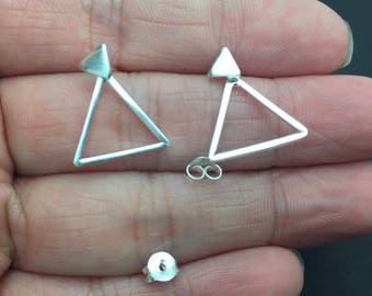 Sterling silver flat open Triangle stud post earrings, post earrings, triangle stud, cartilage triangle stud, helix, tragus stud