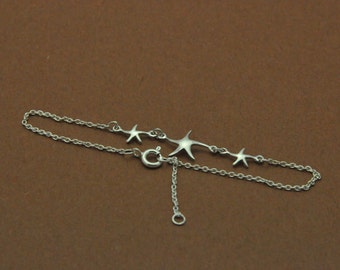 Anklet - All Sterling Silver Starfish Anklet, Celebrity inspired Anklet, trendy bracelet