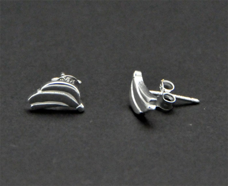 Tiny Sterling Silver Banana Stud Post Earrings Small Silver Etsy