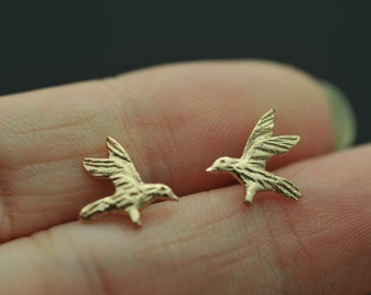 Rose gold - Gold Vermeil eagle Stud Earrings - Tiny eagle Studs - , hawk stud, eagle post earring -bird Cartilage, Tragus, Helix