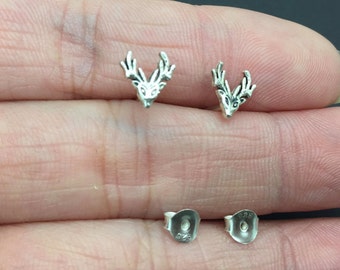 Tiny Reindeer stud Earrings, Sterling silver Reindeer stud Earrings,Good Luck Earrings, stud- cartilage, helix, tragus