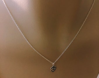 925 Sterling Silver Om sign pendant necklace - Tiny Om sign -  Om sign necklace, OM, Ohm, yoga necklace