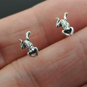 Örhängen i 925 sterlingsilver med groda och padda, broskörhänge i groda, babygrodstolpe, paddoörhänge, reptilörhängen, grodstolpeörhänge, lyckogroda