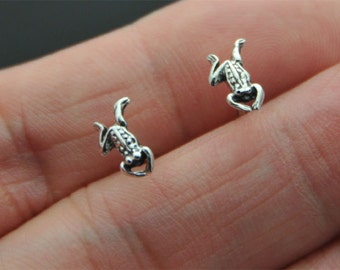 925 Sterling Silver frog, toad Stud Earrings, frog cartilage stud, baby frog post, toad stud, reptiles  Studs, frog post earring, lucky frog